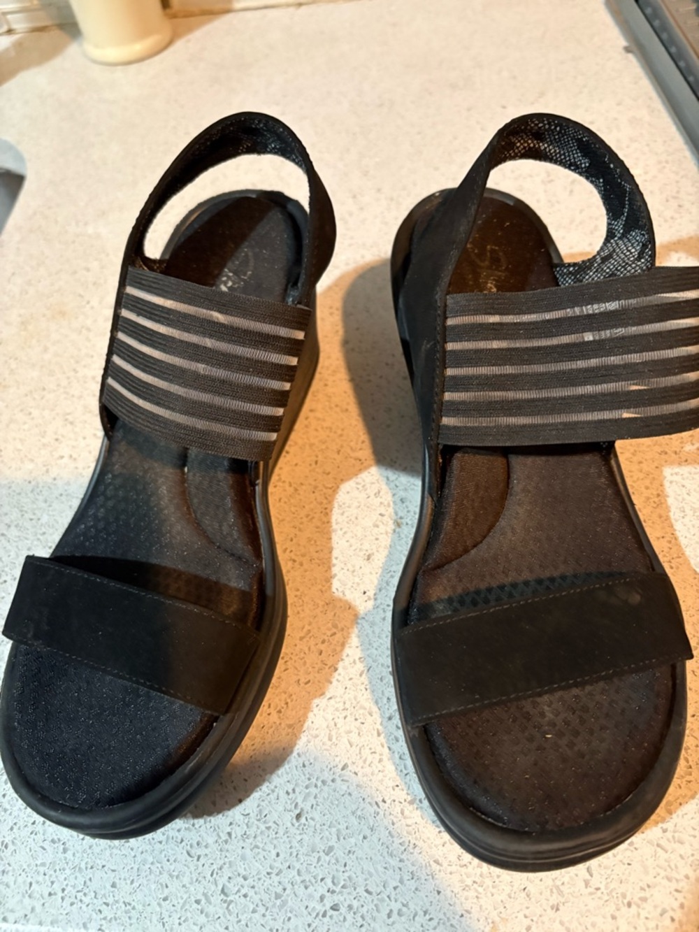 Skechers Black Strappy Comfort Sandals